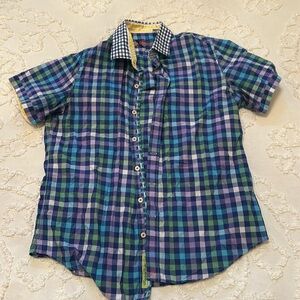 Robert Graham short sleeved plaid button down. Tailored fit. Size XL